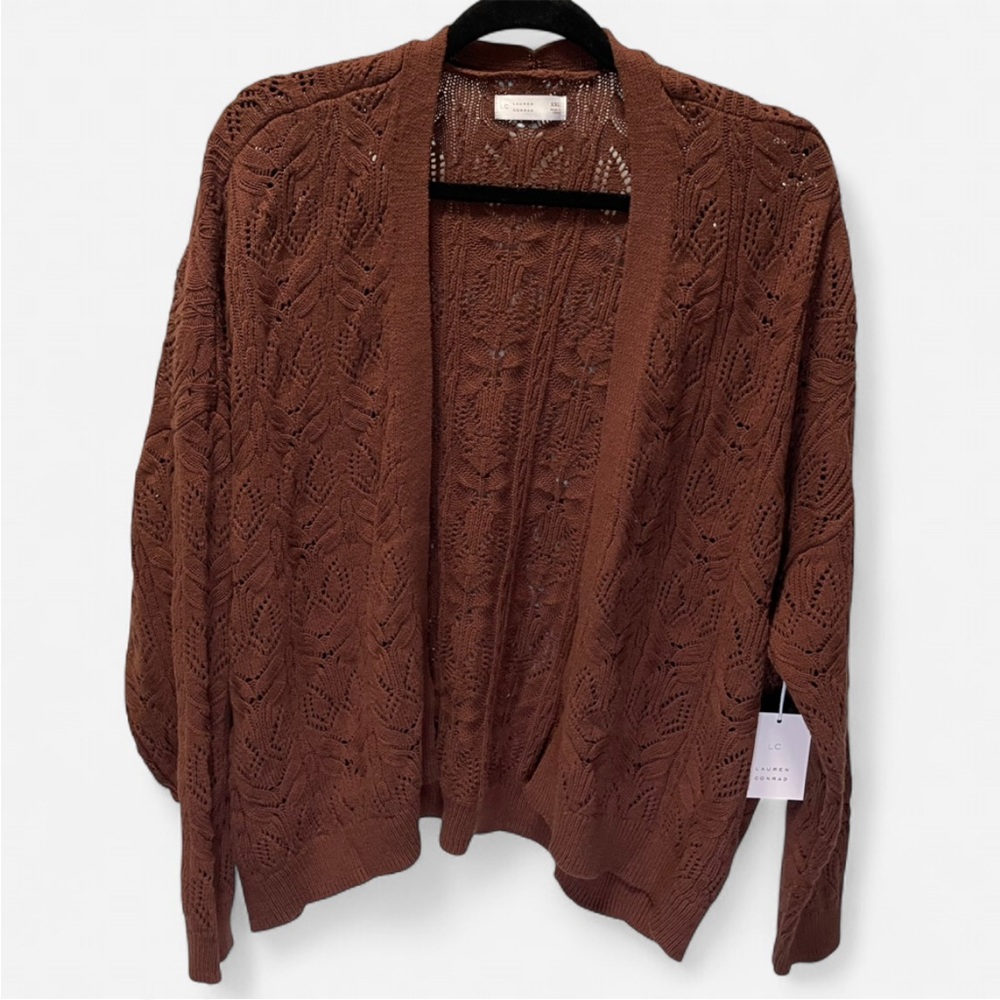 NWT LC Lauren Conrad Chocolate Open-Front Cardigan